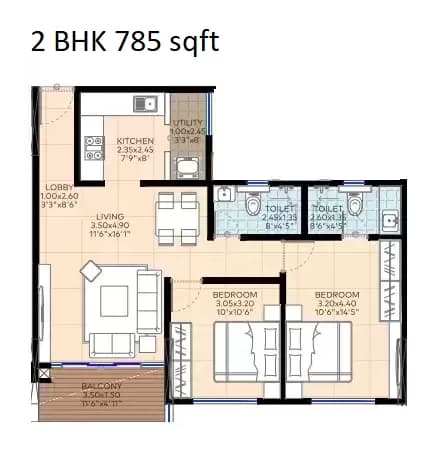 Unit plan - 785 sq.ft.