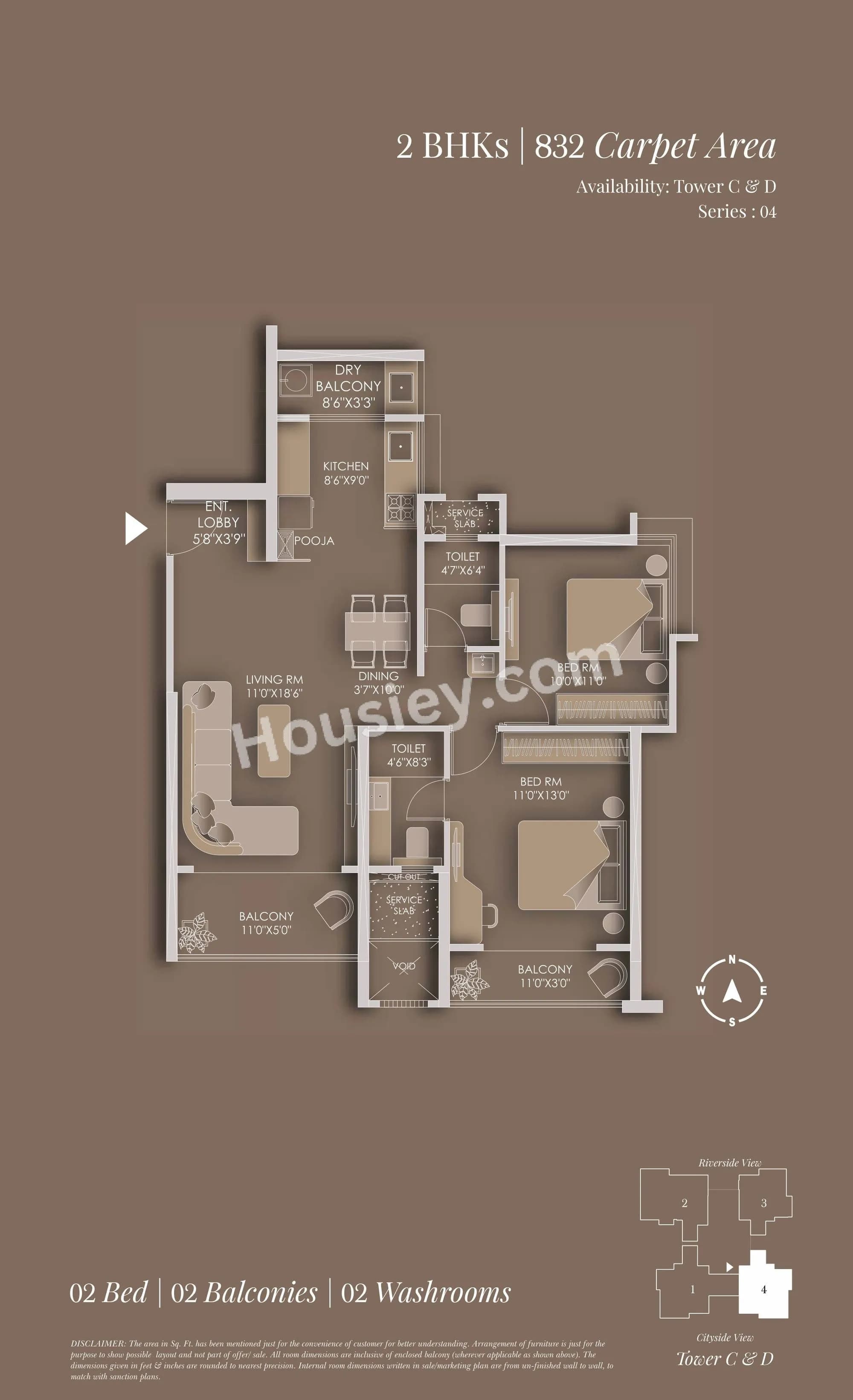 Unit plan - 832 sq.ft.