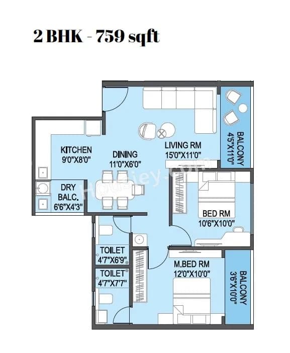 Unit plan - 759 sq.ft.