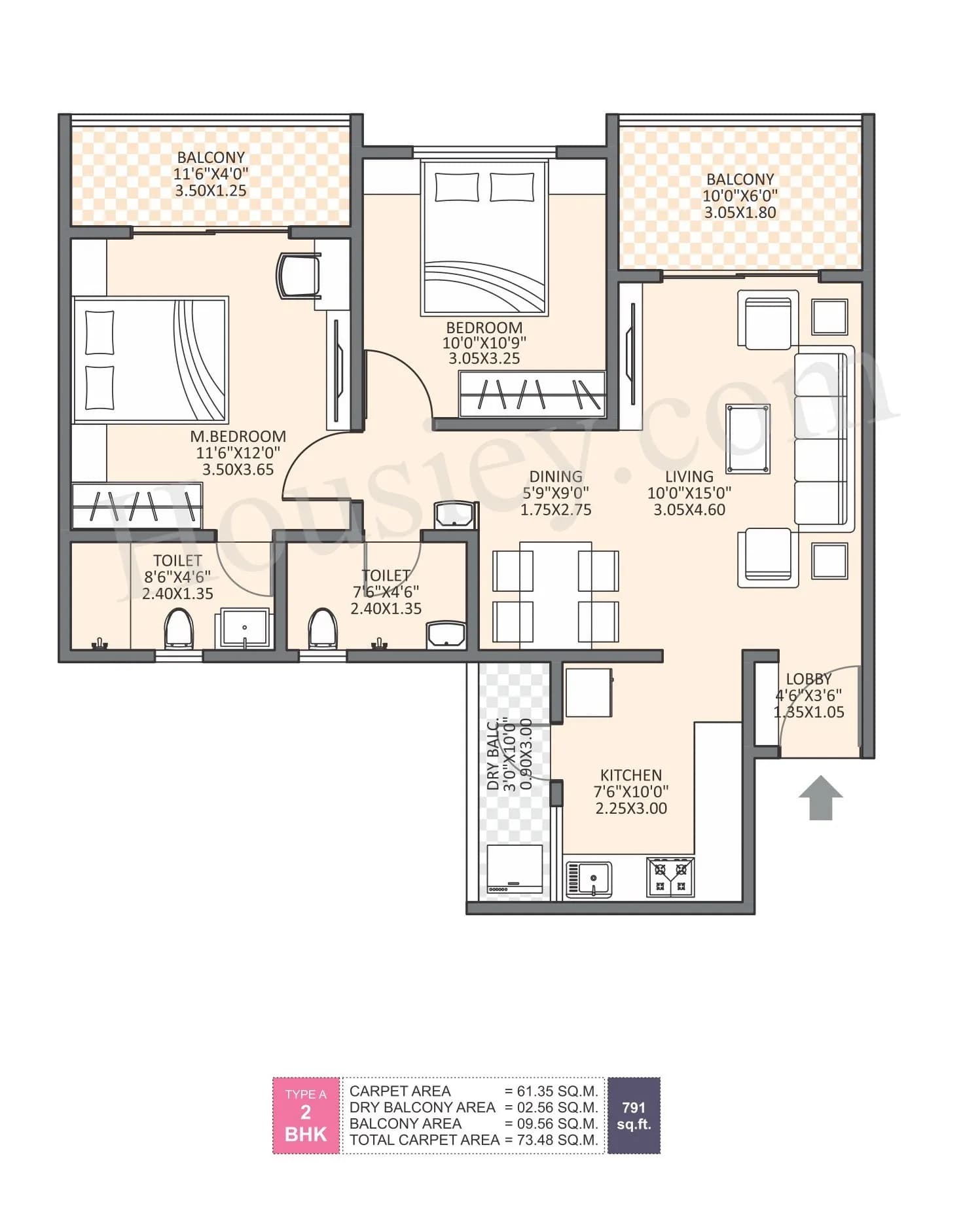 Unit plan - 791 sq.ft.