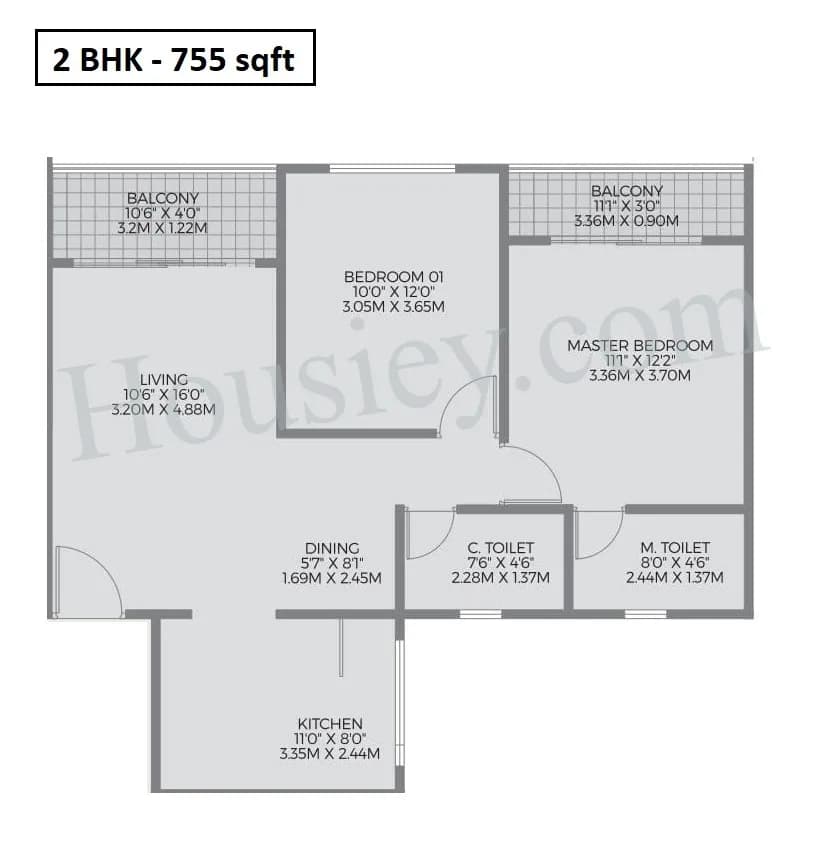 Unit plan - 755 sq.ft.