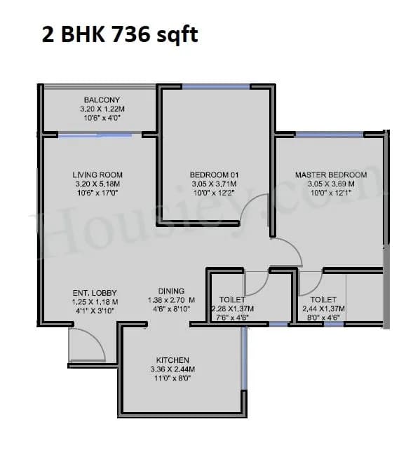 Unit plan - 736 sq.ft.