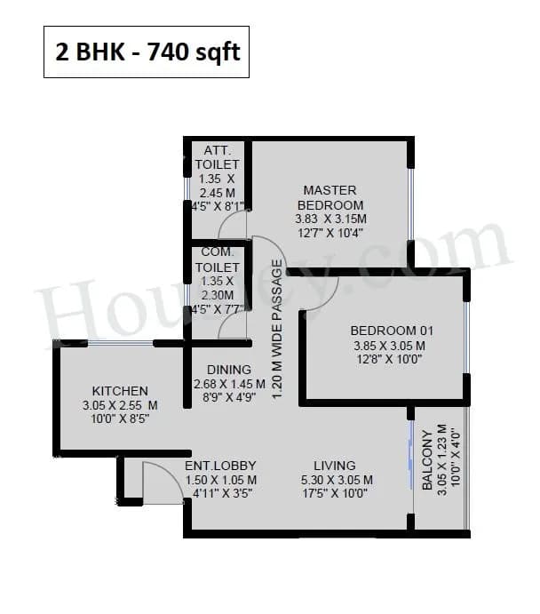Unit plan - 740 sq.ft.
