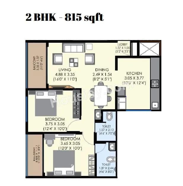 Unit plan - 815 sq.ft.