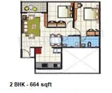 Unit plan - 664 sq.ft.