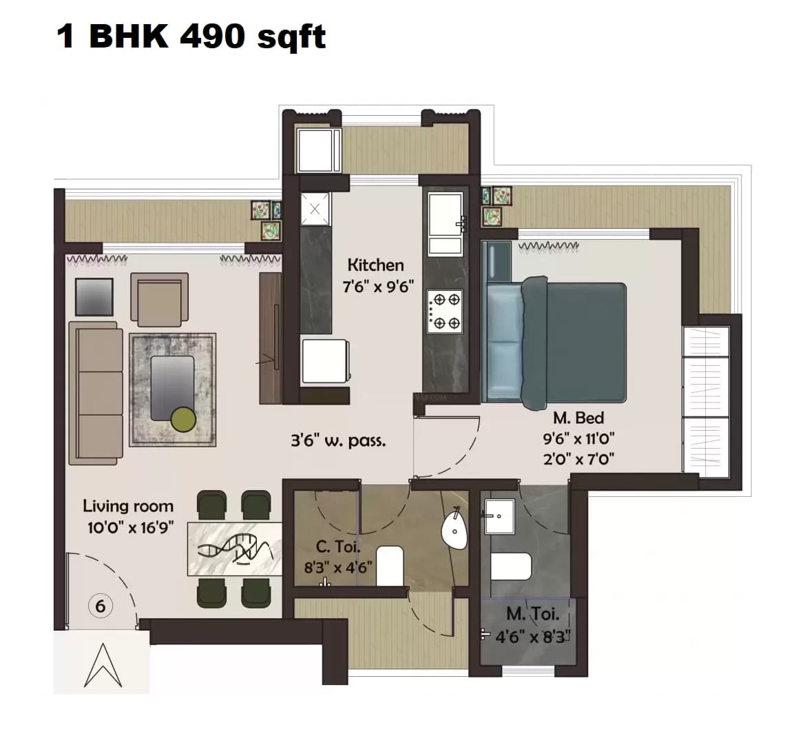 Unit plan - 490 sq.ft.