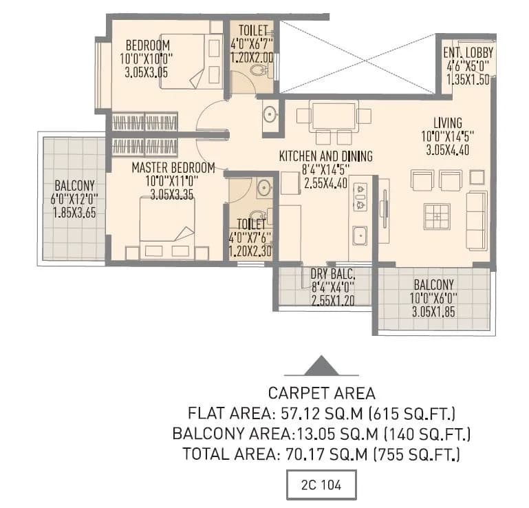 Unit plan - 755 sq.ft.