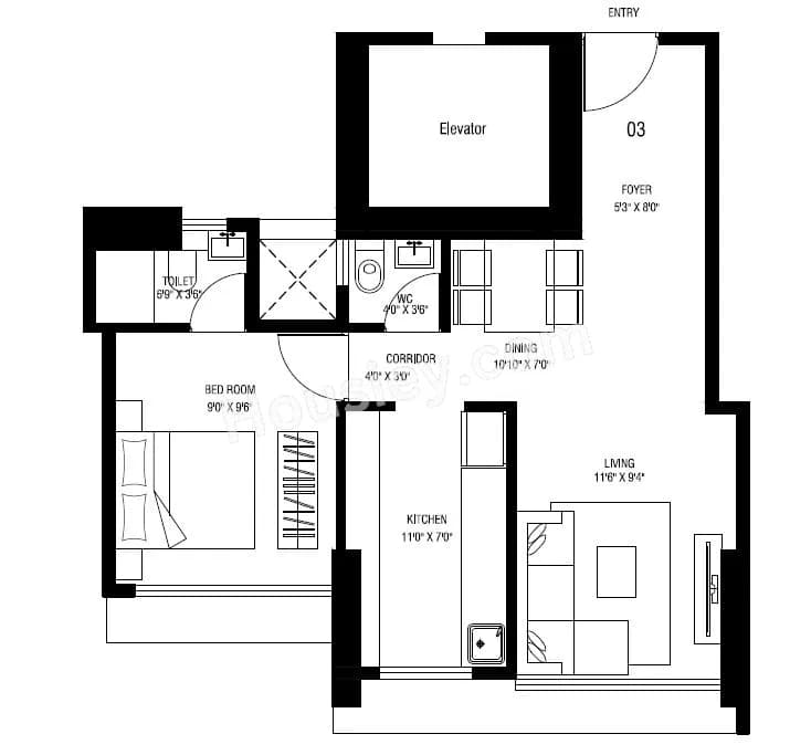 Unit plan - 465 sq.ft.