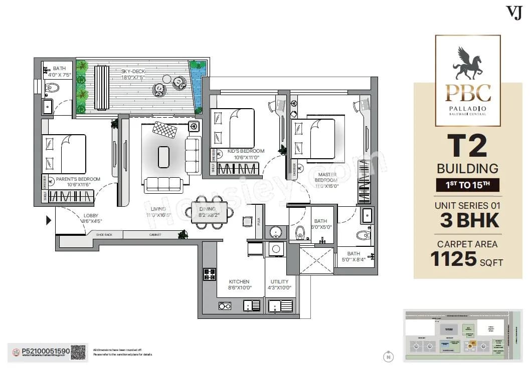 Unit plan - 1125 sq.ft.
