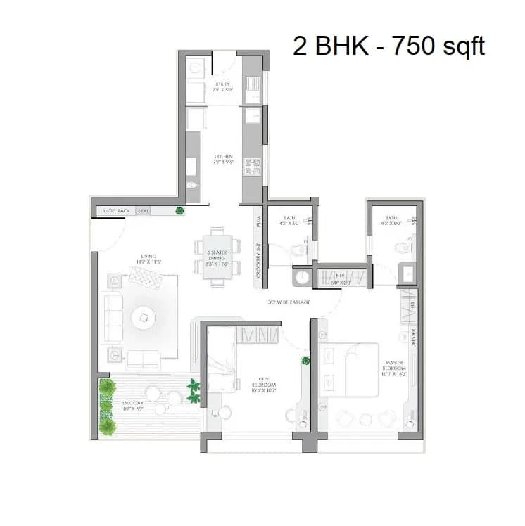Unit plan - 750 sq.ft.