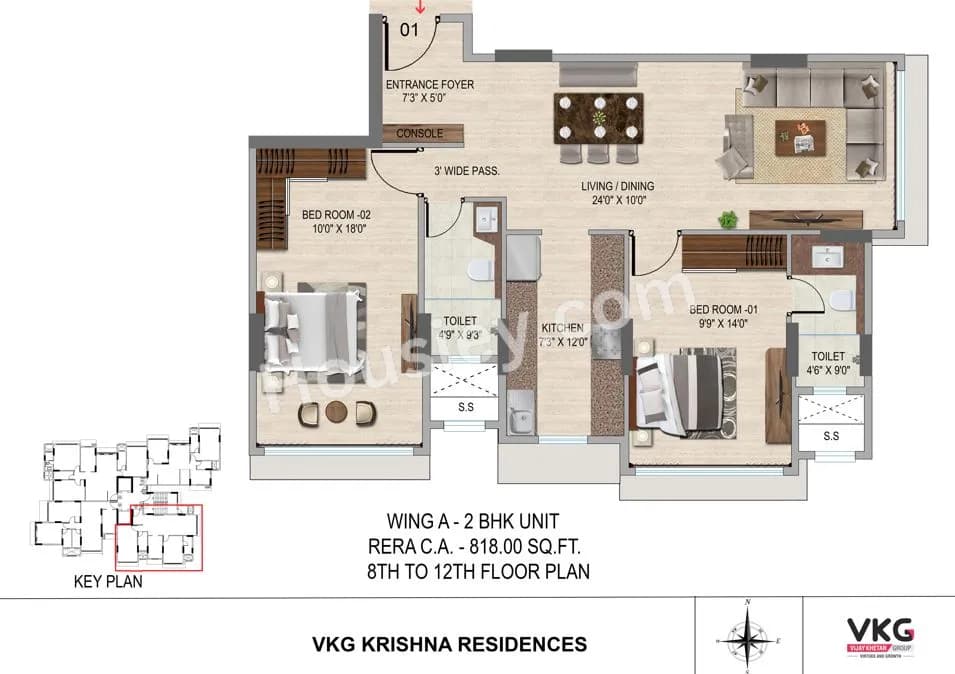 Unit plan - 818 sq.ft.