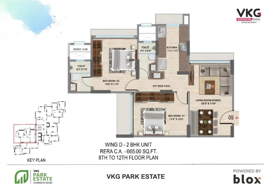 Unit plan - 665 sq.ft.
