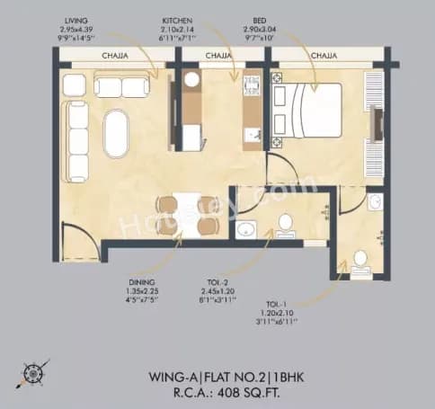 Unit plan - 408 sq.ft.