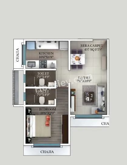 Unit plan - 437 sq.ft.