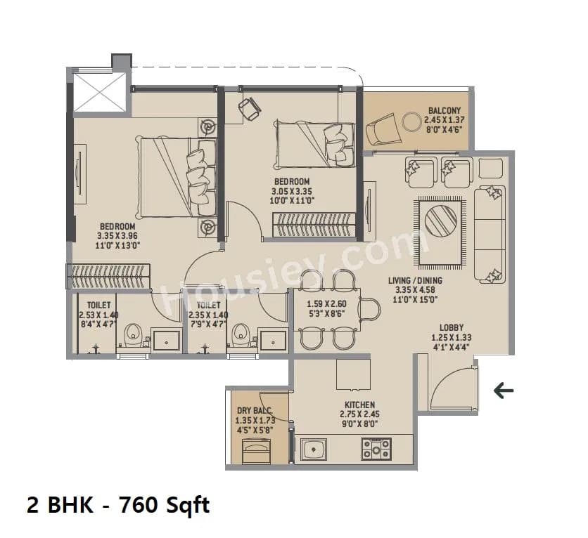 Unit plan - 760 sq.ft.