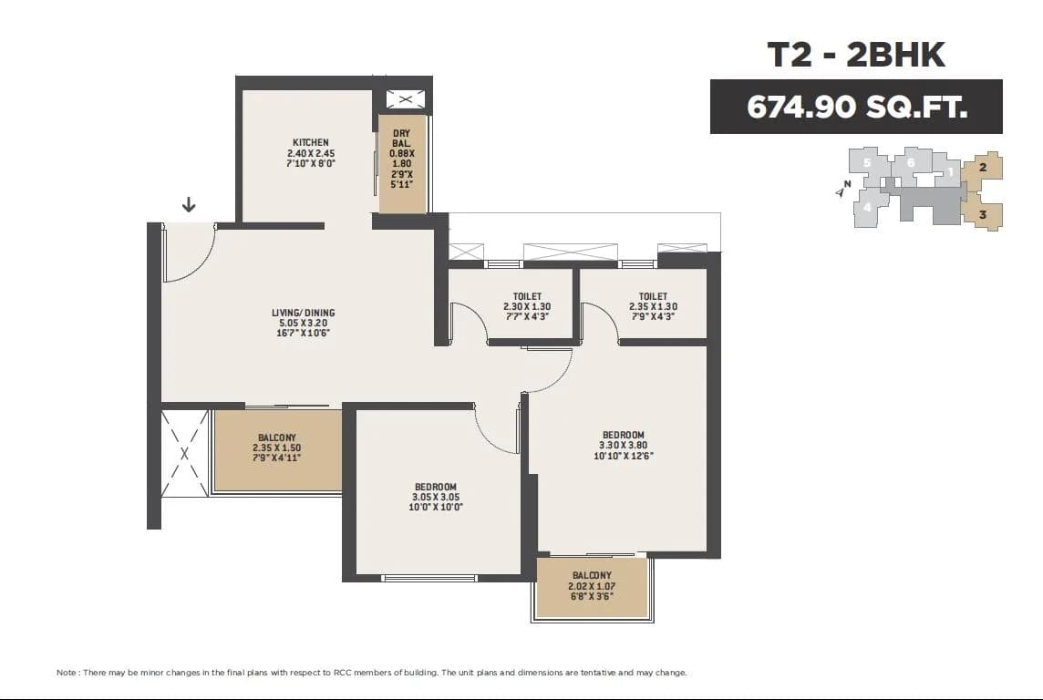 Unit plan - 674 sq.ft.