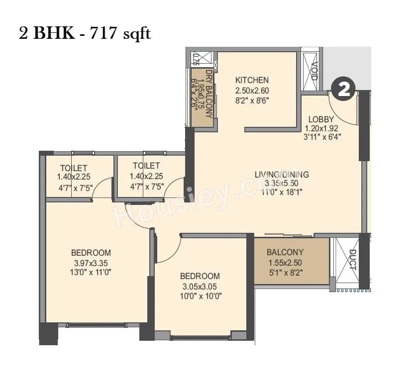 Unit plan - 717 sq.ft.