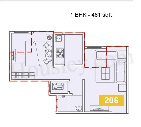 Unit plan - 481 sq.ft.