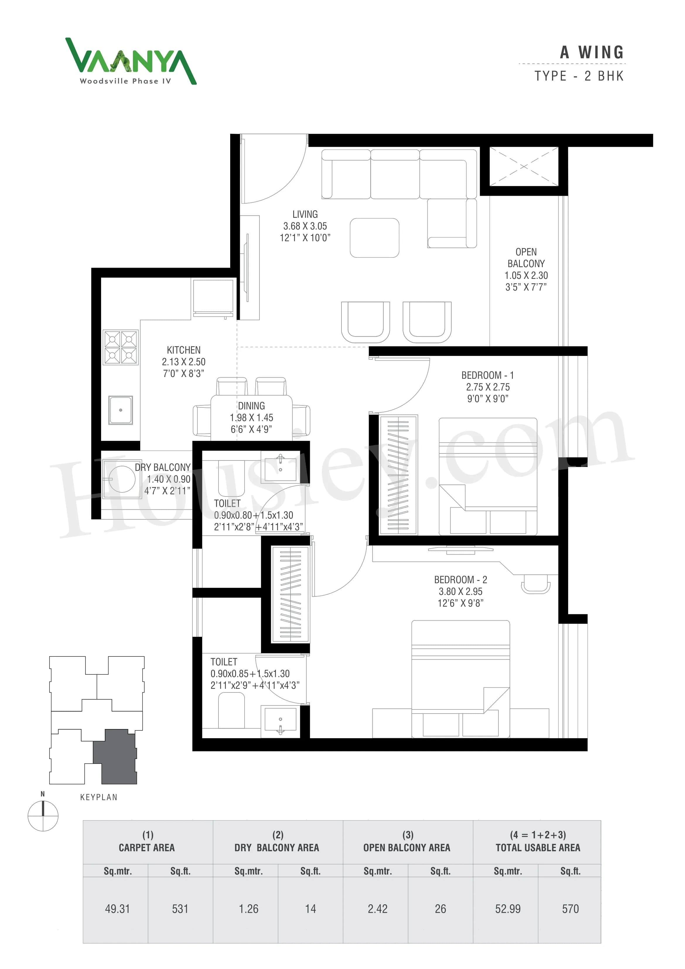 Unit plan - 570 sq.ft.