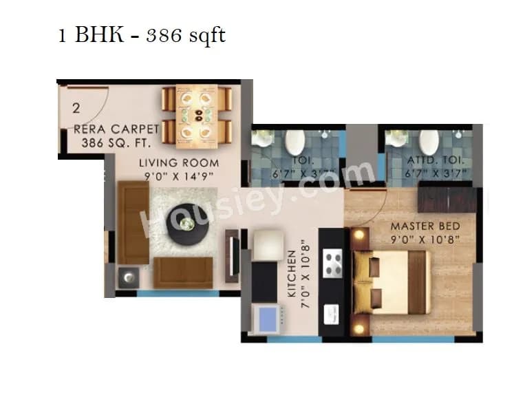Unit plan - 386 sq.ft.