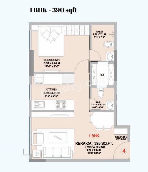 Unit plan - 390 sq.ft.
