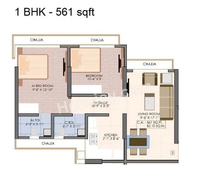 Unit plan - 561 sq.ft.