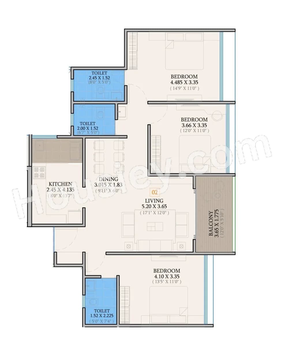 Unit plan - 1115 sq.ft.