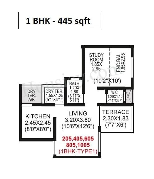Unit plan - 445 sq.ft.