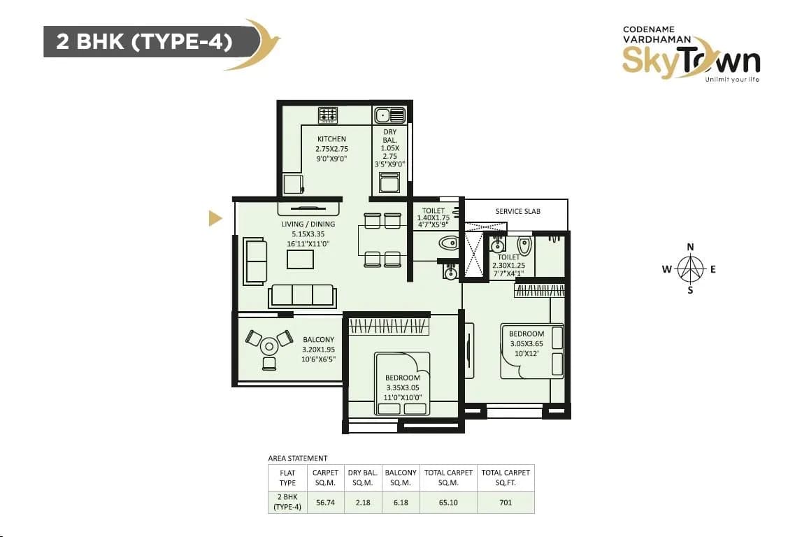 Unit plan - 701 sq.ft.