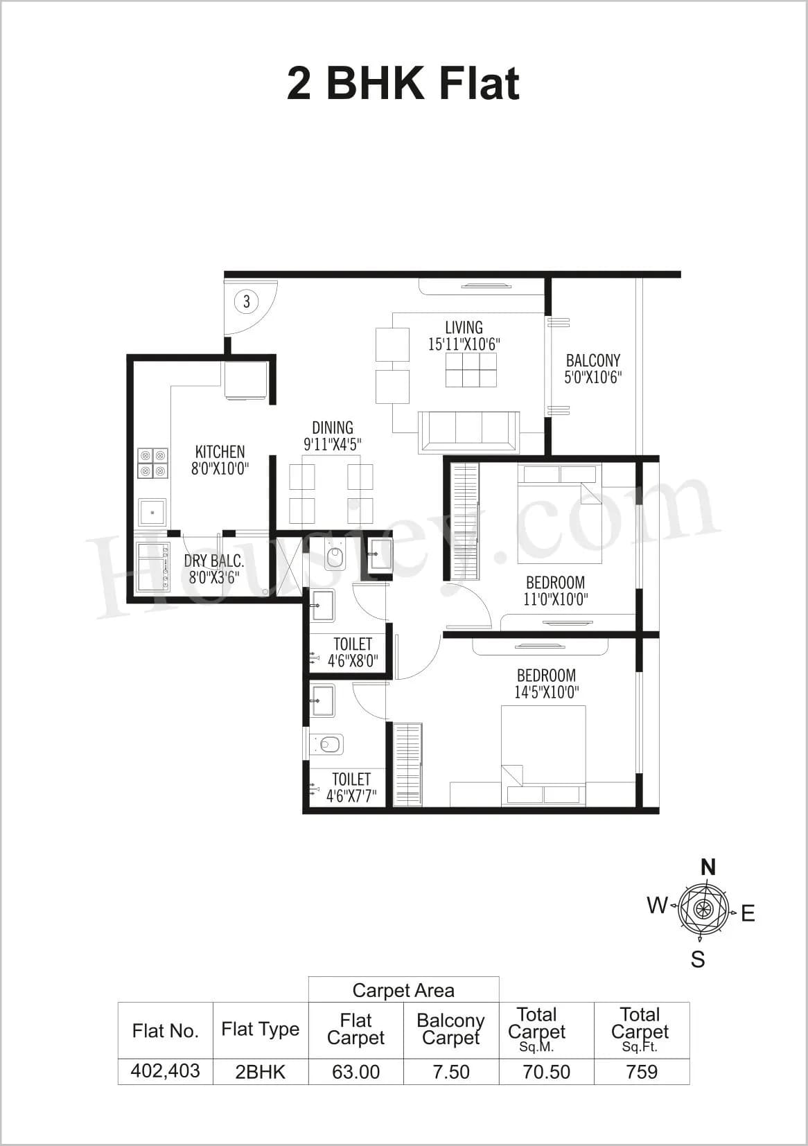 Unit plan - 759 sq.ft.
