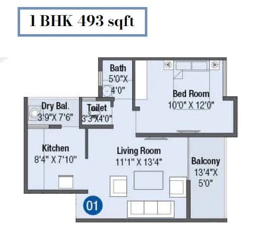 Unit plan - 493 sq.ft.