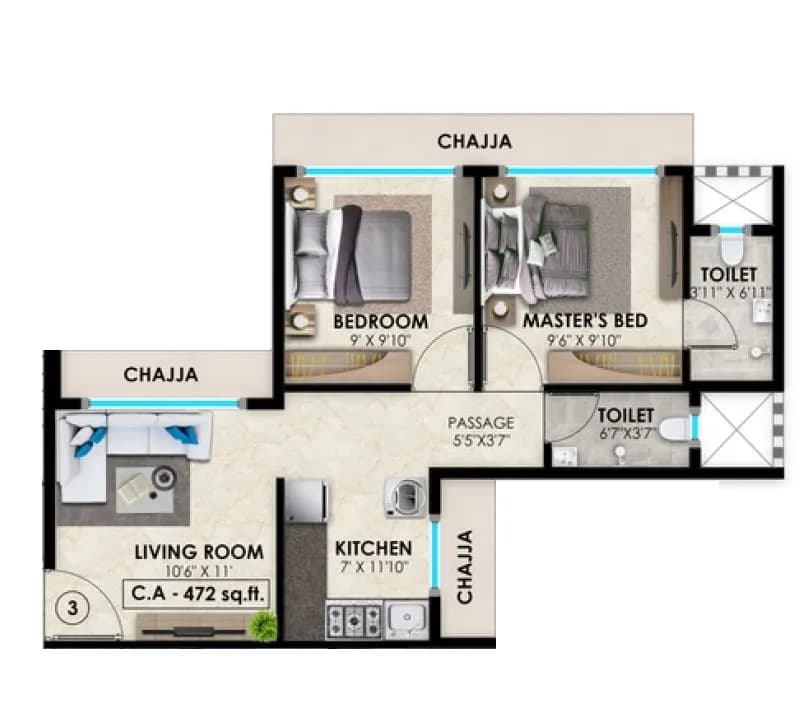 Unit plan - 472 sq.ft.