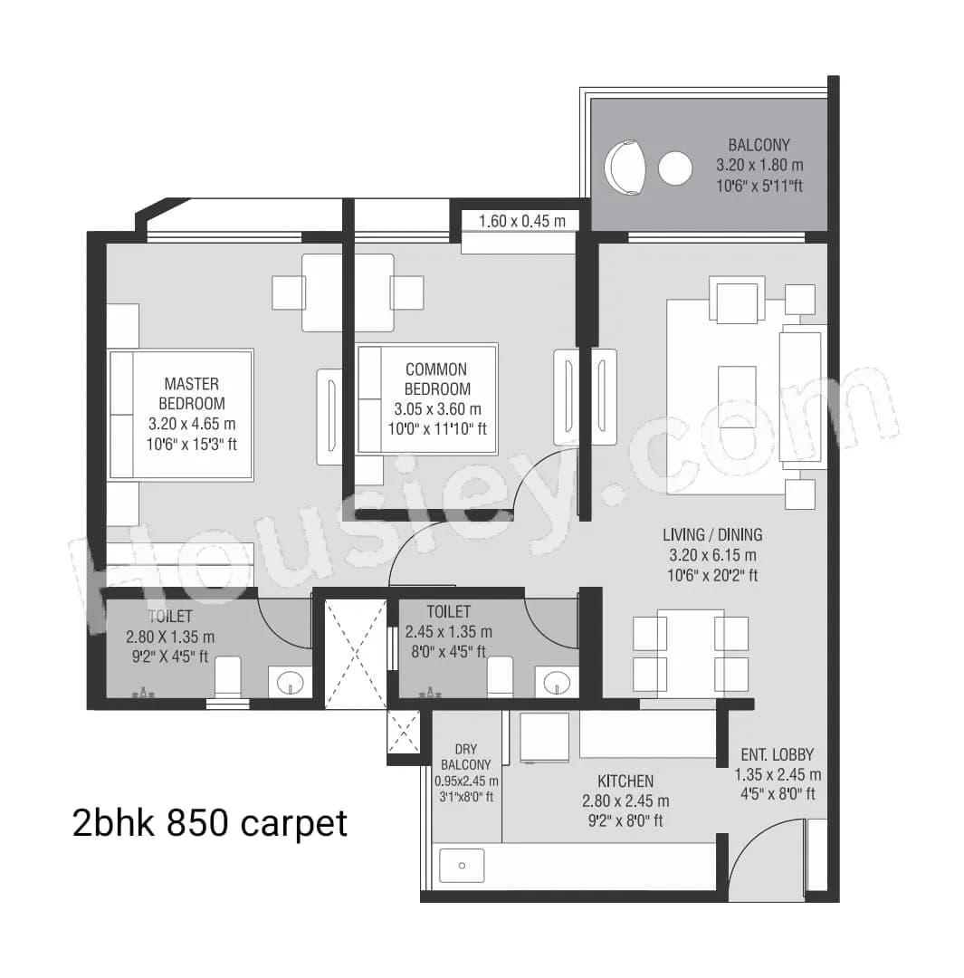 Unit plan - 849 sq.ft.
