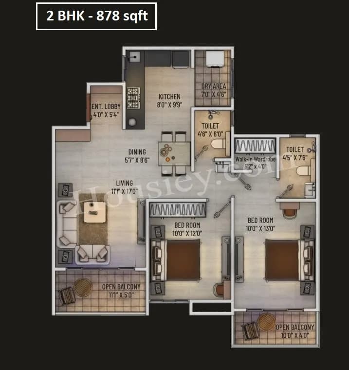 Unit plan - 878 sq.ft.