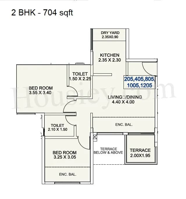 Unit plan - 704 sq.ft.