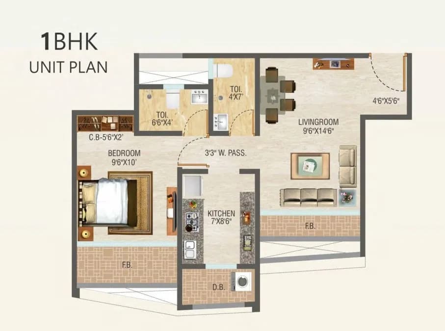 Unit plan - 407 sq.ft.