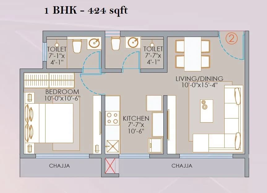 Unit plan - 424 sq.ft.
