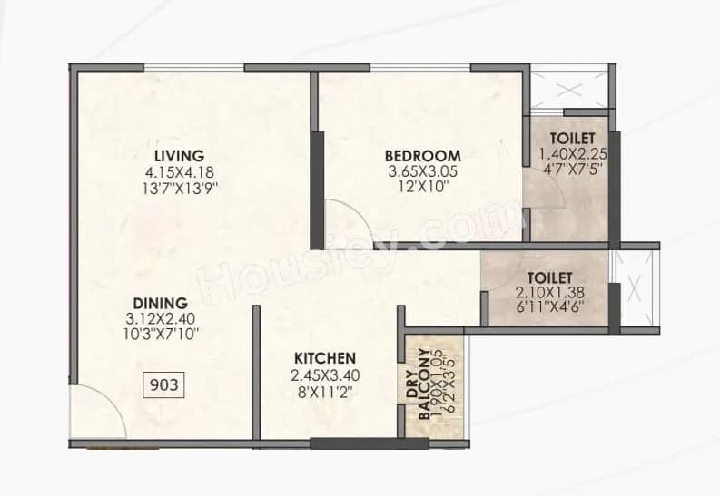 Unit plan - 580 sq.ft.