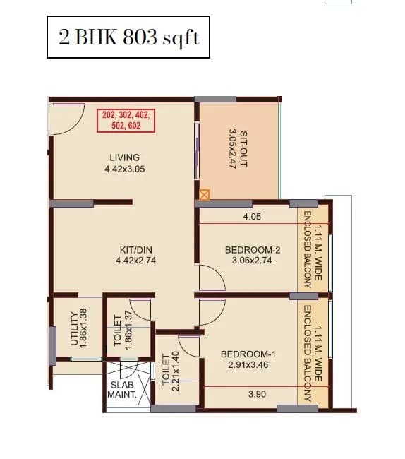 Unit plan - 803 sq.ft.