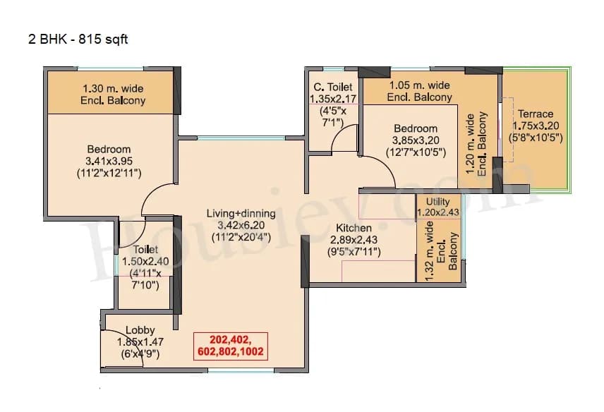 Unit plan - 815 sq.ft.