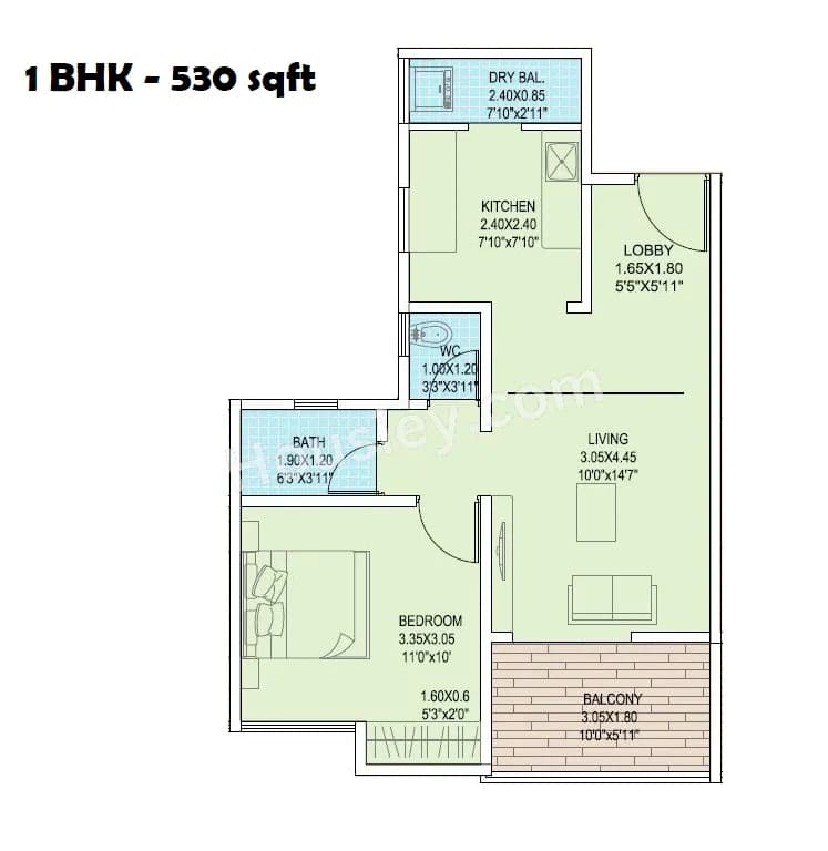 Unit plan - 530 sq.ft.