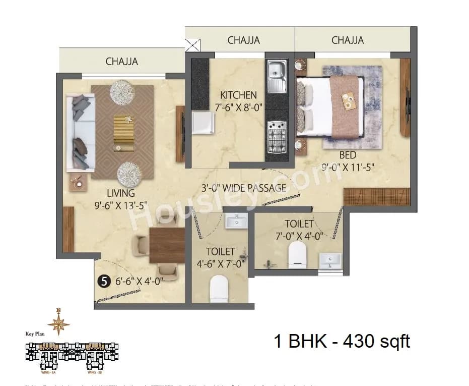 Unit plan - 430 sq.ft.