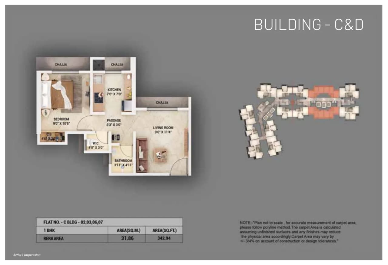 Unit plan - 343 sq.ft.