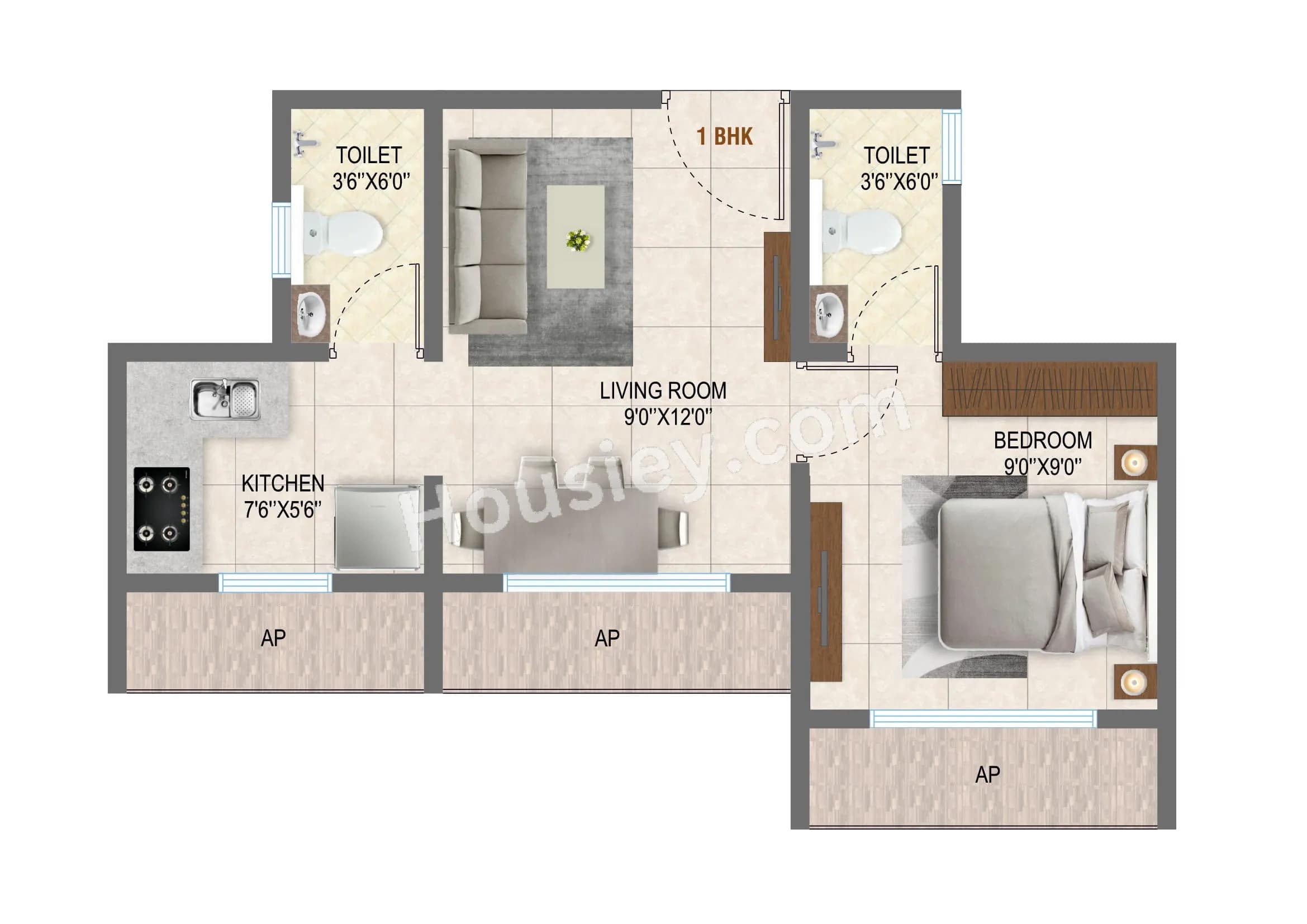 Unit plan - 354 sq.ft.