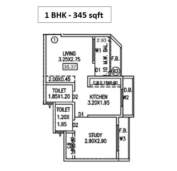 Unit plan - 345 sq.ft.