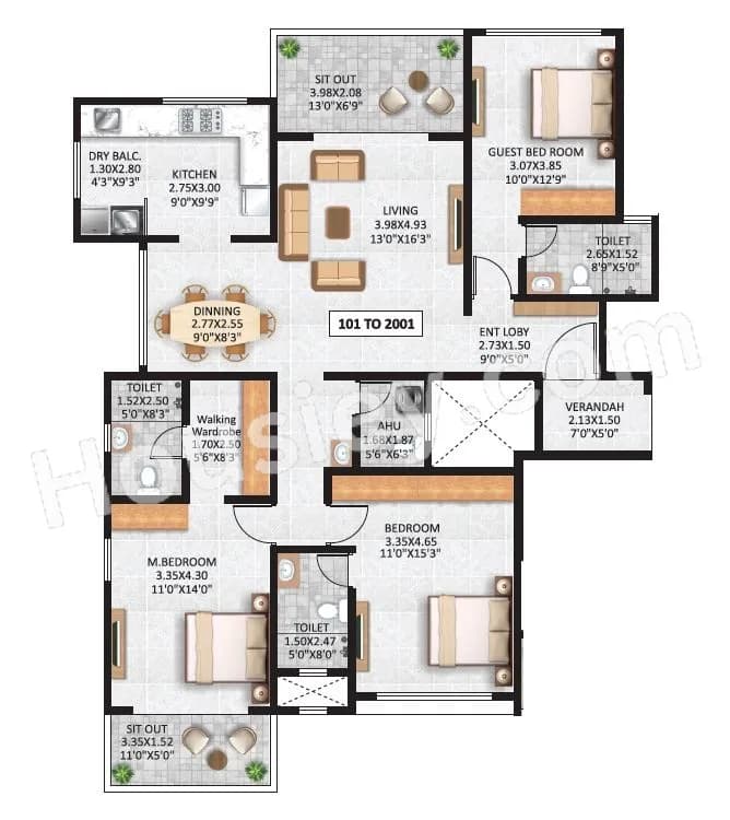 Unit plan - 1433 sq.ft.
