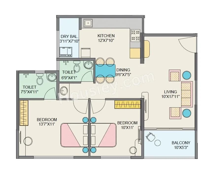 Unit plan - 813 sq.ft.