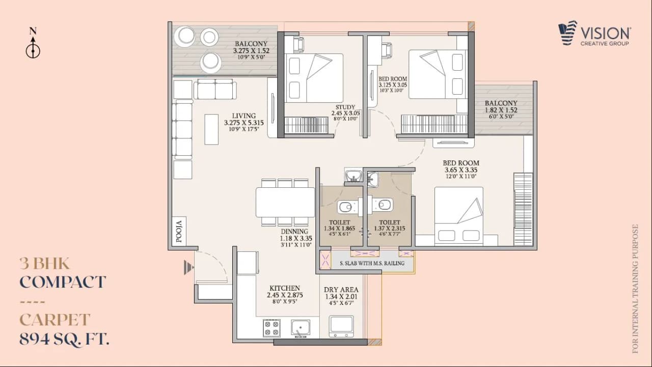 Unit plan - 894 sq.ft.
