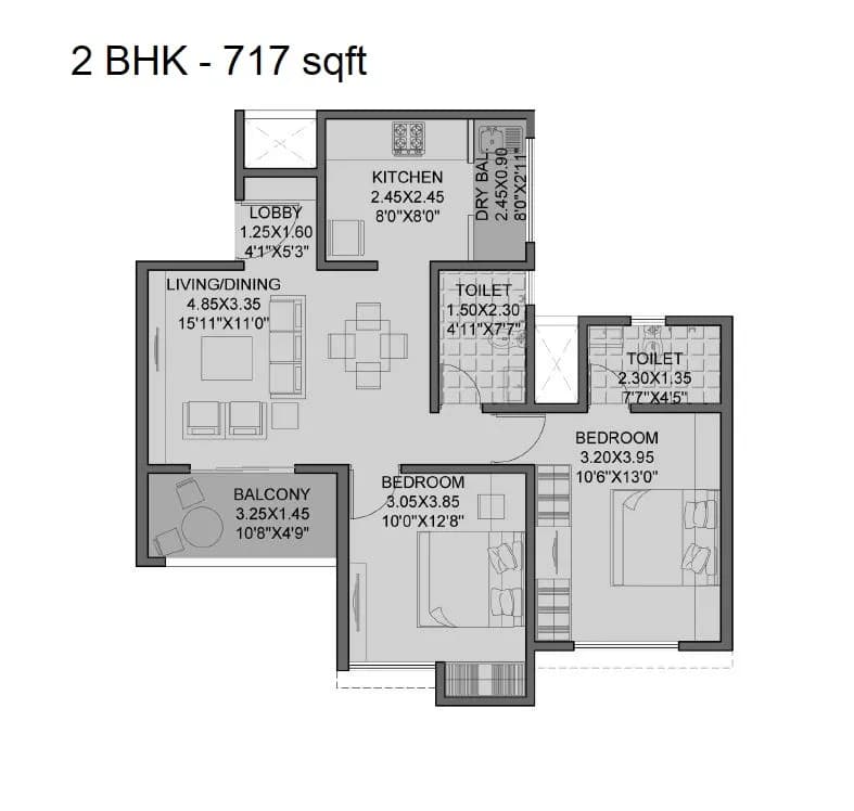 Unit plan - 717 sq.ft.