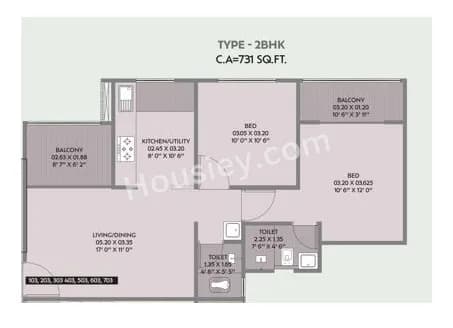 Unit plan - 731 sq.ft.